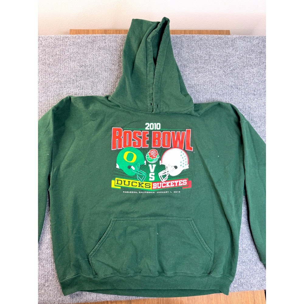 Gildan 2XL Green 2010 Rose Bowl Oregon Ducks vs Buckeyes Hoodie Sweatshirt Mens